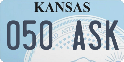 KS license plate 050ASK