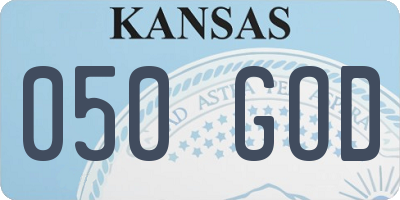 KS license plate 050GOD