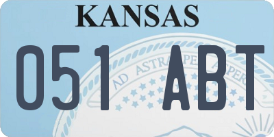KS license plate 051ABT