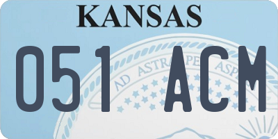 KS license plate 051ACM