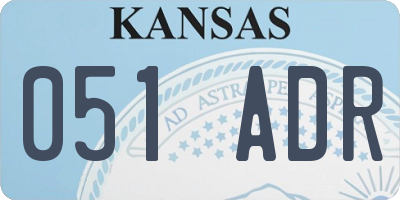 KS license plate 051ADR