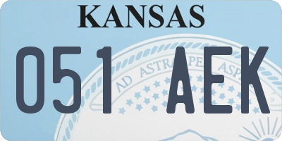 KS license plate 051AEK