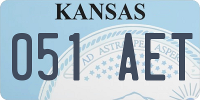 KS license plate 051AET