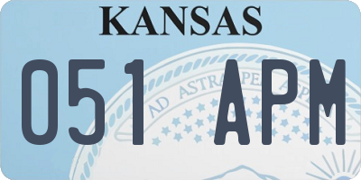 KS license plate 051APM