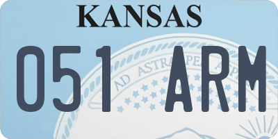 KS license plate 051ARM