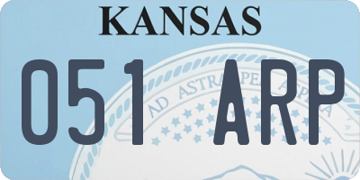 KS license plate 051ARP