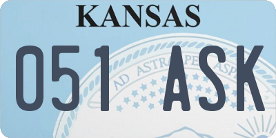 KS license plate 051ASK