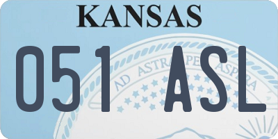 KS license plate 051ASL