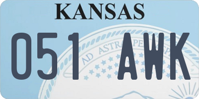 KS license plate 051AWK