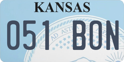 KS license plate 051BON