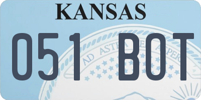 KS license plate 051BOT