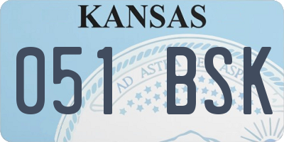 KS license plate 051BSK