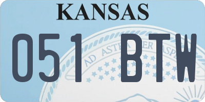 KS license plate 051BTW