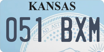 KS license plate 051BXM