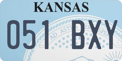 KS license plate 051BXY