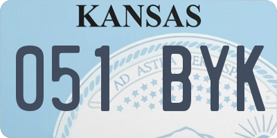 KS license plate 051BYK