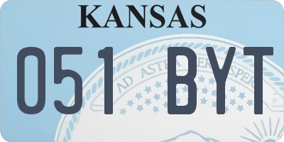 KS license plate 051BYT