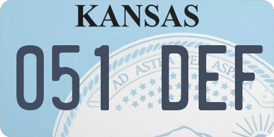 KS license plate 051DEF