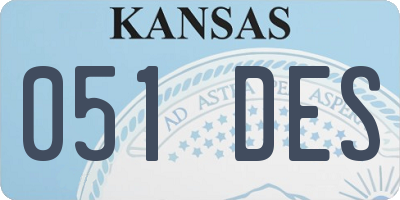KS license plate 051DES