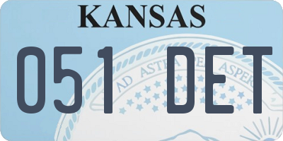 KS license plate 051DET