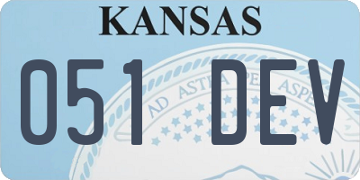 KS license plate 051DEV
