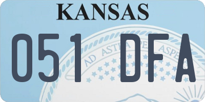 KS license plate 051DFA