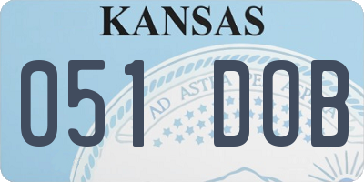 KS license plate 051DOB