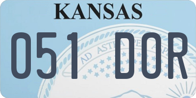 KS license plate 051DOR