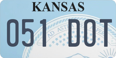 KS license plate 051DOT