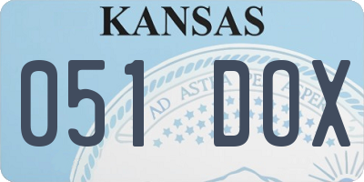 KS license plate 051DOX
