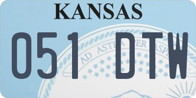 KS license plate 051DTW