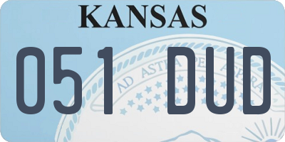 KS license plate 051DUD