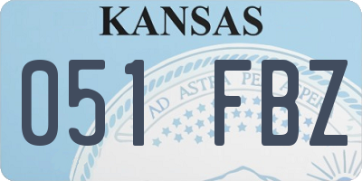 KS license plate 051FBZ