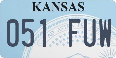 KS license plate 051FUW