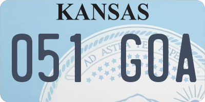 KS license plate 051GOA