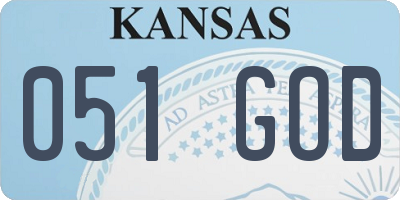 KS license plate 051GOD