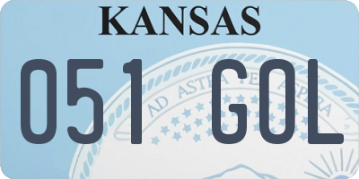 KS license plate 051GOL