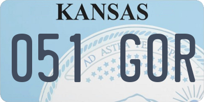 KS license plate 051GOR