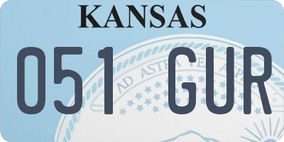 KS license plate 051GUR