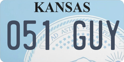 KS license plate 051GUY