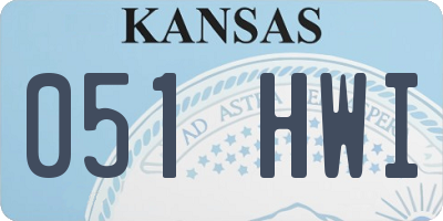 KS license plate 051HWI