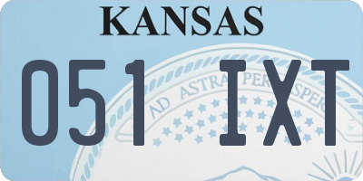 KS license plate 051IXT
