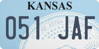 KS license plate 051JAF