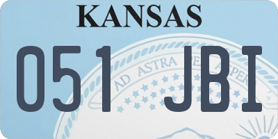 KS license plate 051JBI