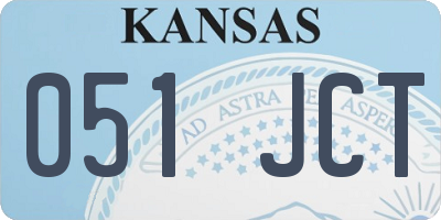 KS license plate 051JCT