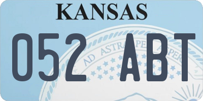 KS license plate 052ABT
