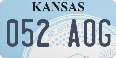 KS license plate 052AOG