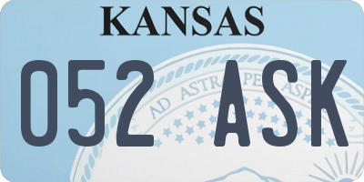 KS license plate 052ASK