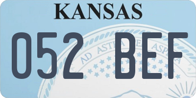 KS license plate 052BEF