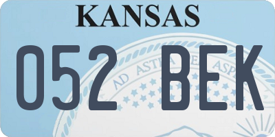 KS license plate 052BEK